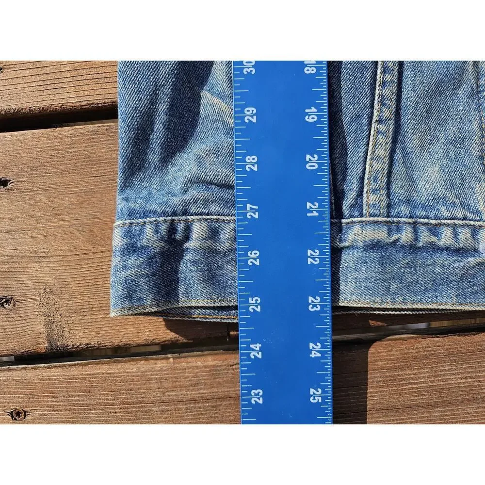 Vintage Plain Pockets Denim Jacket Grunge Trucker Type 3 Style Small Biker